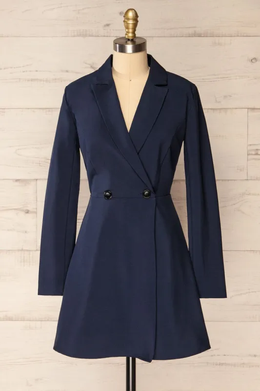 Pazin | Short Navy Blue Blazer Dress sold by Boutique 1861