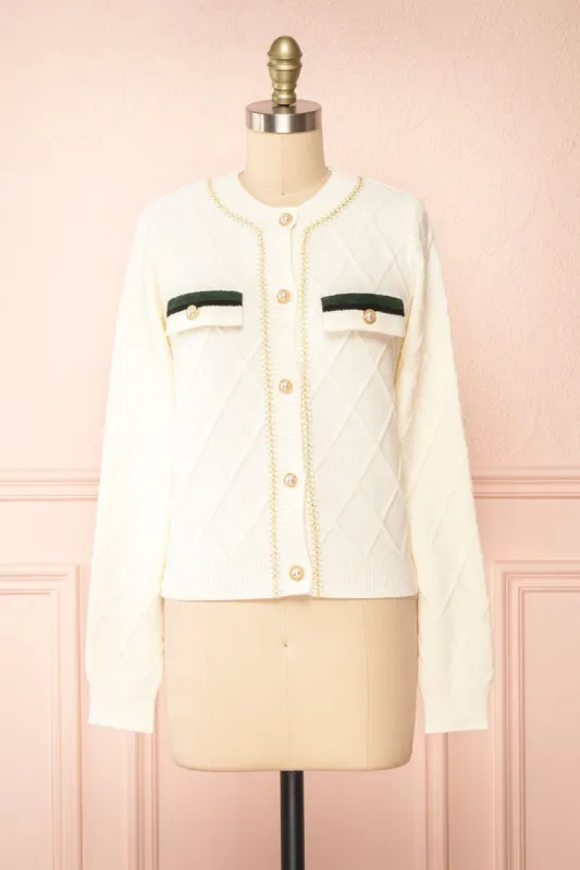 Tayna | Ivory Vintage Style Cardigan sold by Boutique 1861