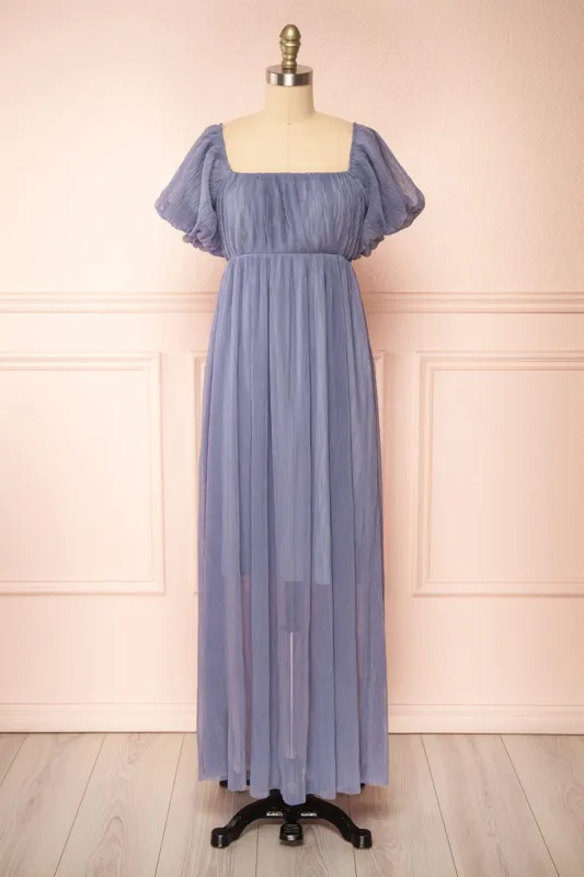 Araminta Blue | Pleated Maxi Babydoll Dress sold by Boutique 1861