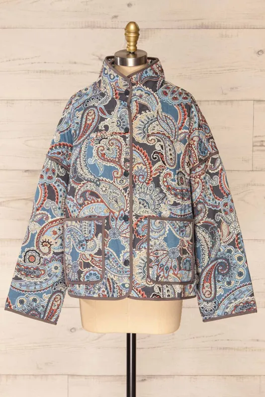Santa Cruz Blue | Quilted Paisley Denim Jacket sold by Boutique 1861