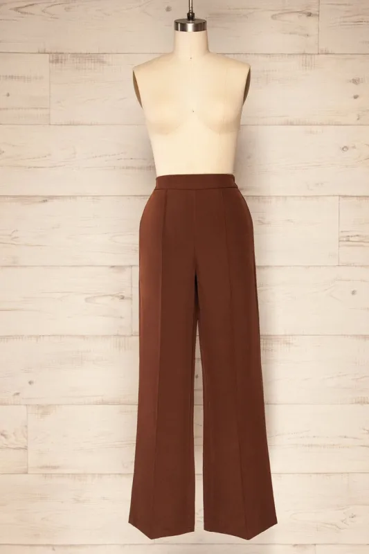Korcula Brown | High Waisted Wide Leg Pants sold by Boutique 1861