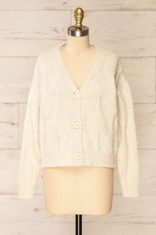 Eggje Ivory | Button-Up Knit Cardigan sold by Boutique 1861