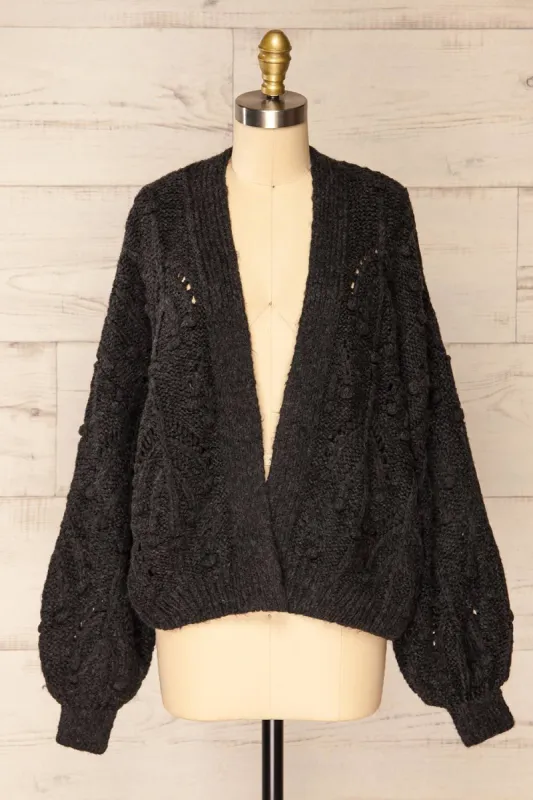 Urtolft Charcoal | Chunky Knit Open-Front Cardigan sold by Boutique 1861