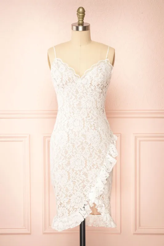 Nareema | White Lace Midi Dress sold by Boutique 1861