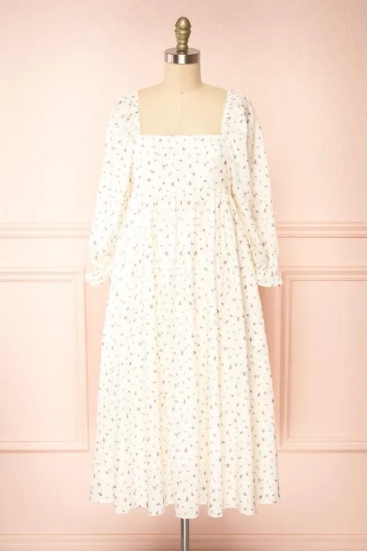 Milka | Long Sleeve Floral Babydoll Midi Dress sold by Boutique 1861