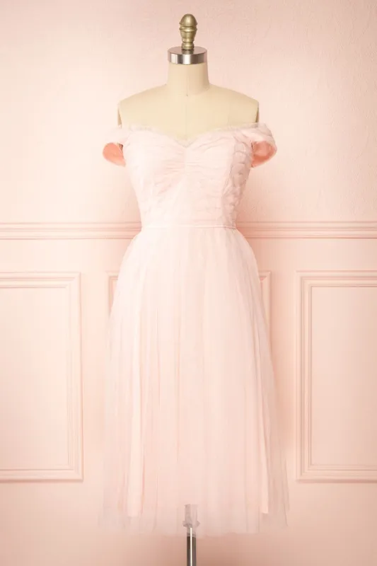 Santana | Off-Shoulder Tulle Midi Dress sold by Boutique 1861