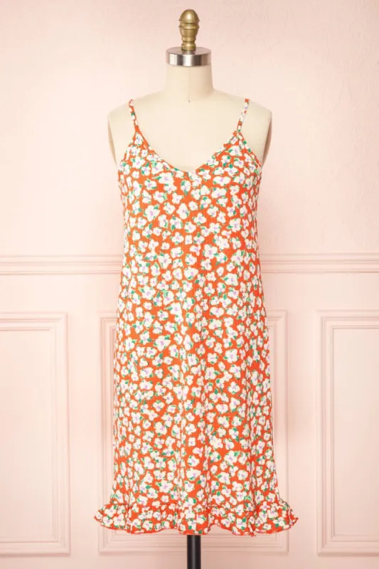 Nathalie | Short Colorful Floral Midi Dress sold by Boutique 1861