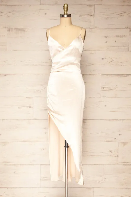 Mychkine | Champagne Midi Dress w/ Slit sold by Boutique 1861