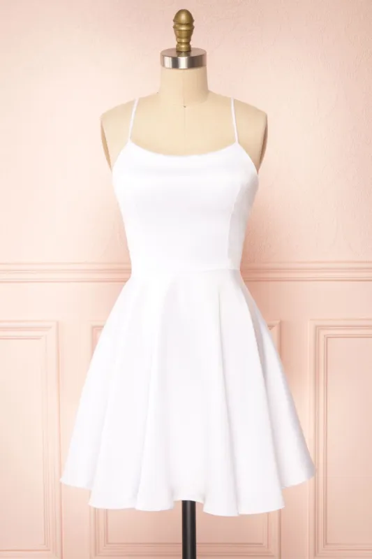 Vanessa Ivory | Short Satin Dress sold by Boutique 1861