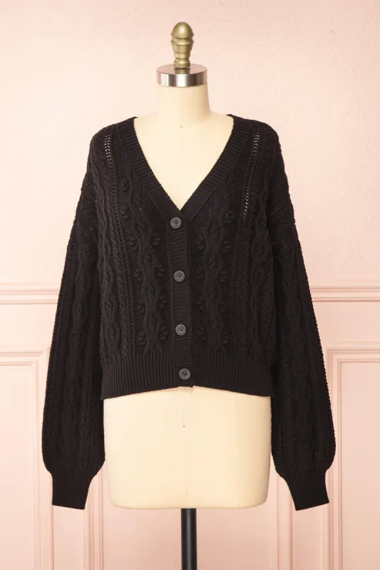 Akao Black | Cable Knit Cardigan sold by Boutique 1861