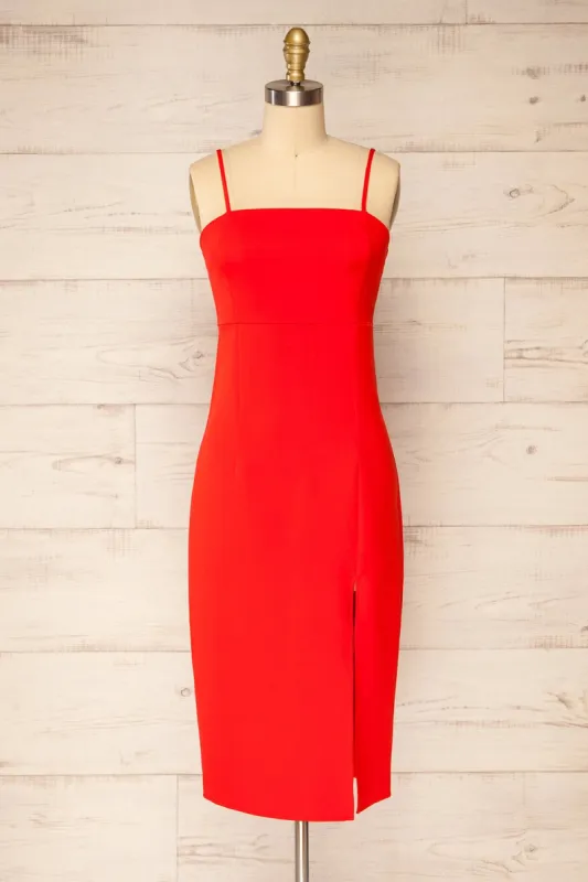 Vevey Red | Fitted Midi Dress sold by Boutique 1861