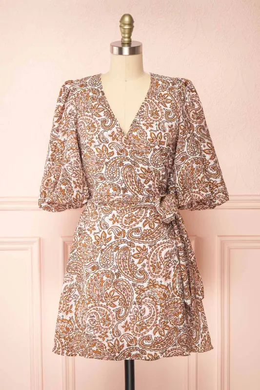 Hinata | Paisley Short Wrap Dress sold by Boutique 1861