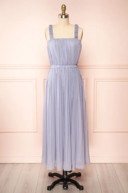 Inari Blue | Pleated Midi Dress sold by Boutique 1861