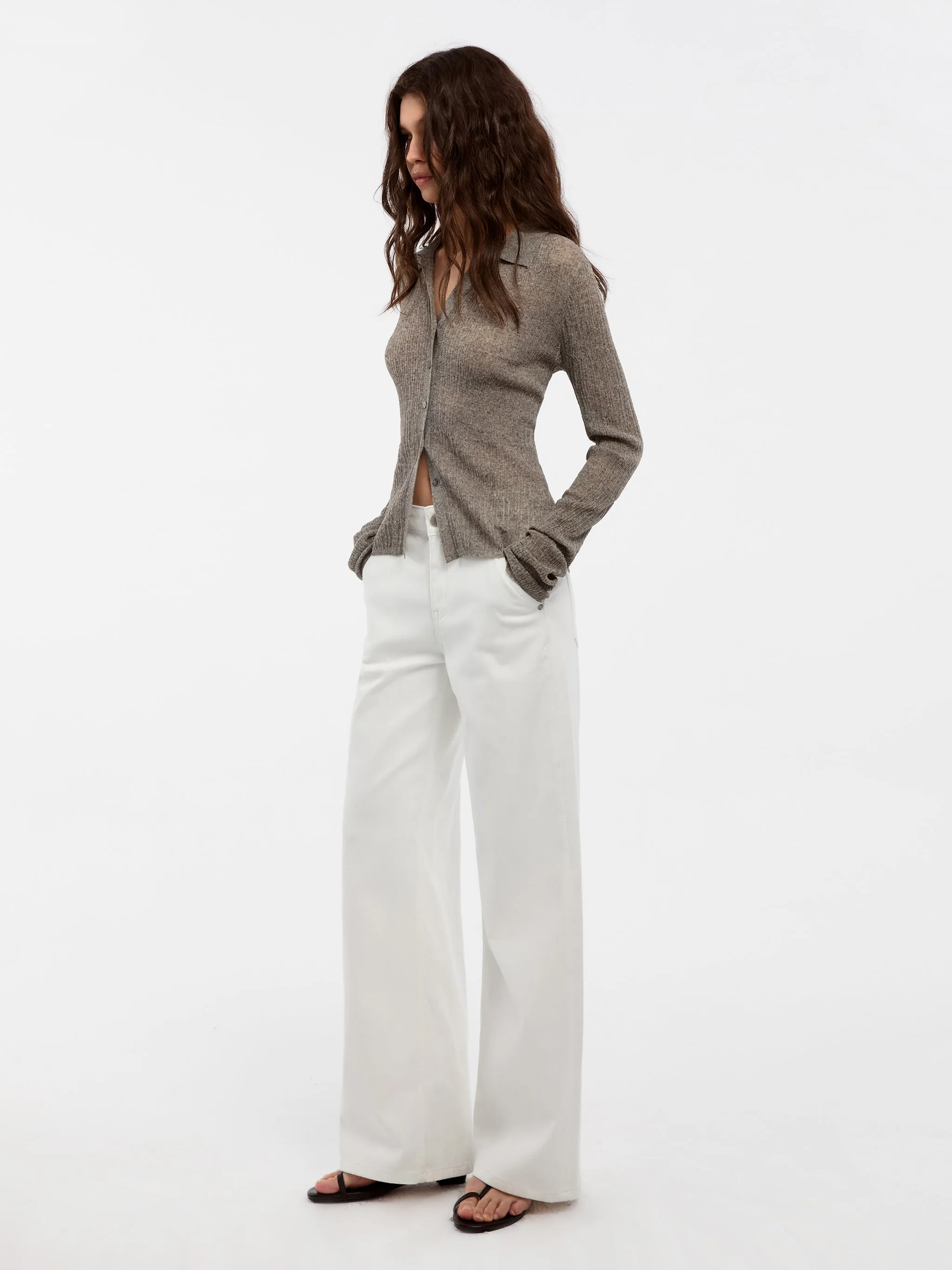 CUBIC Linen Collared Long-Sleeved Knit Sweater sold by Cubic product image thumbnail 4