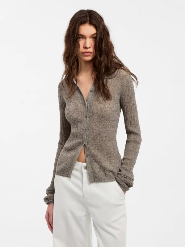 CUBIC Linen Collared Long-Sleeved Knit Sweater made by Cubic