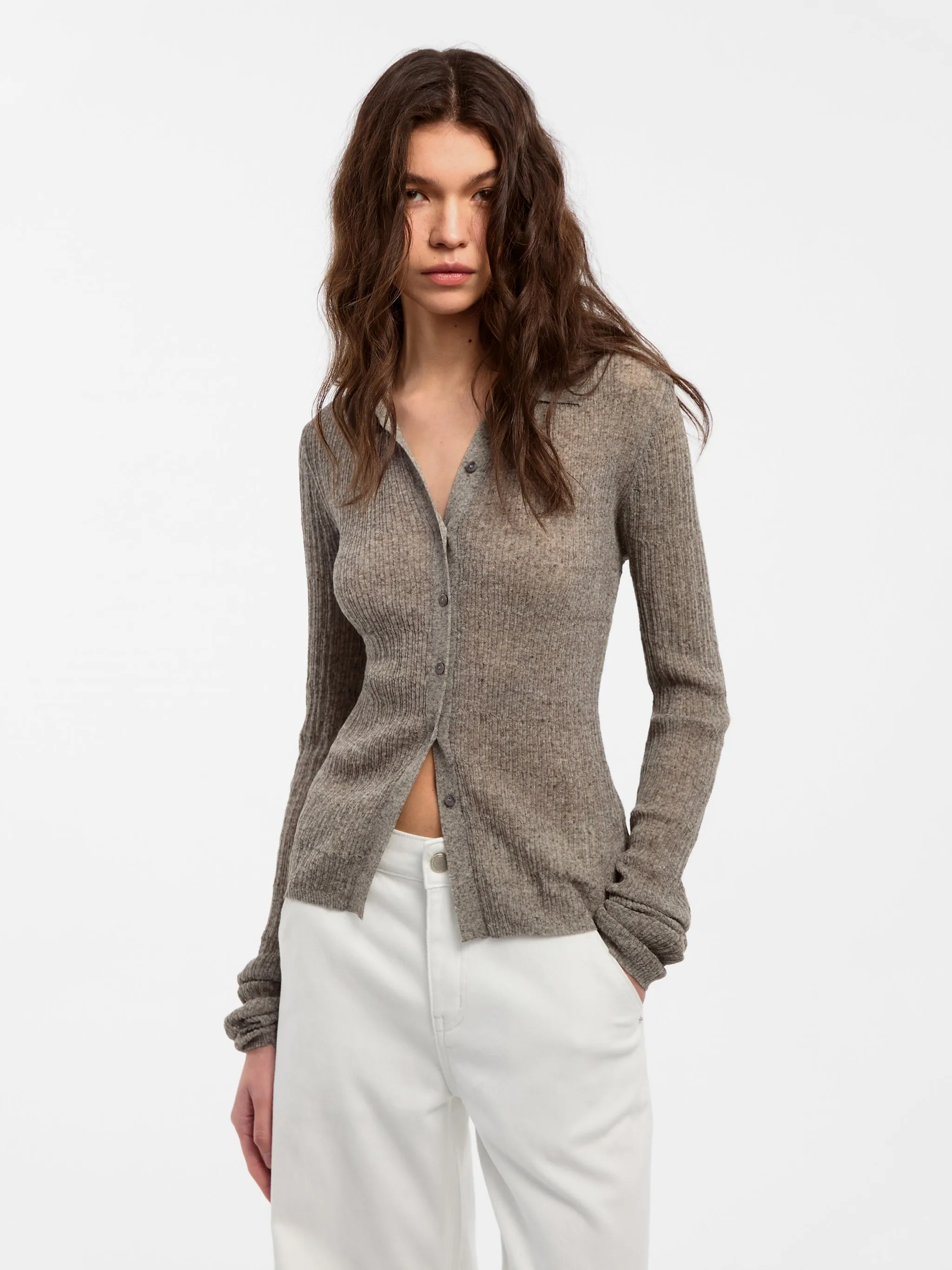 CUBIC Linen Collared Long-Sleeved Knit Sweater sold by Cubic