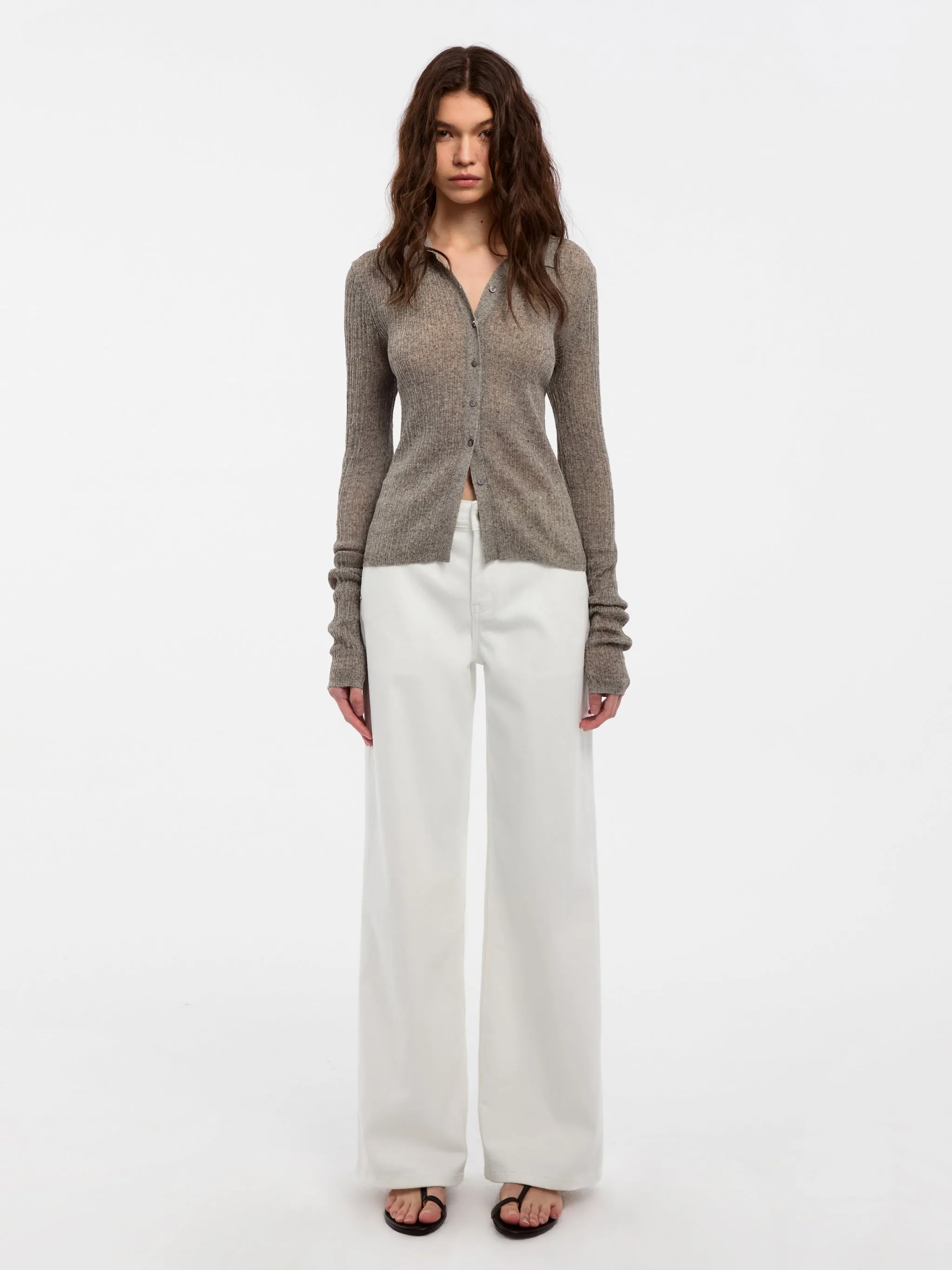 CUBIC Linen Collared Long-Sleeved Knit Sweater sold by Cubic product image thumbnail 5