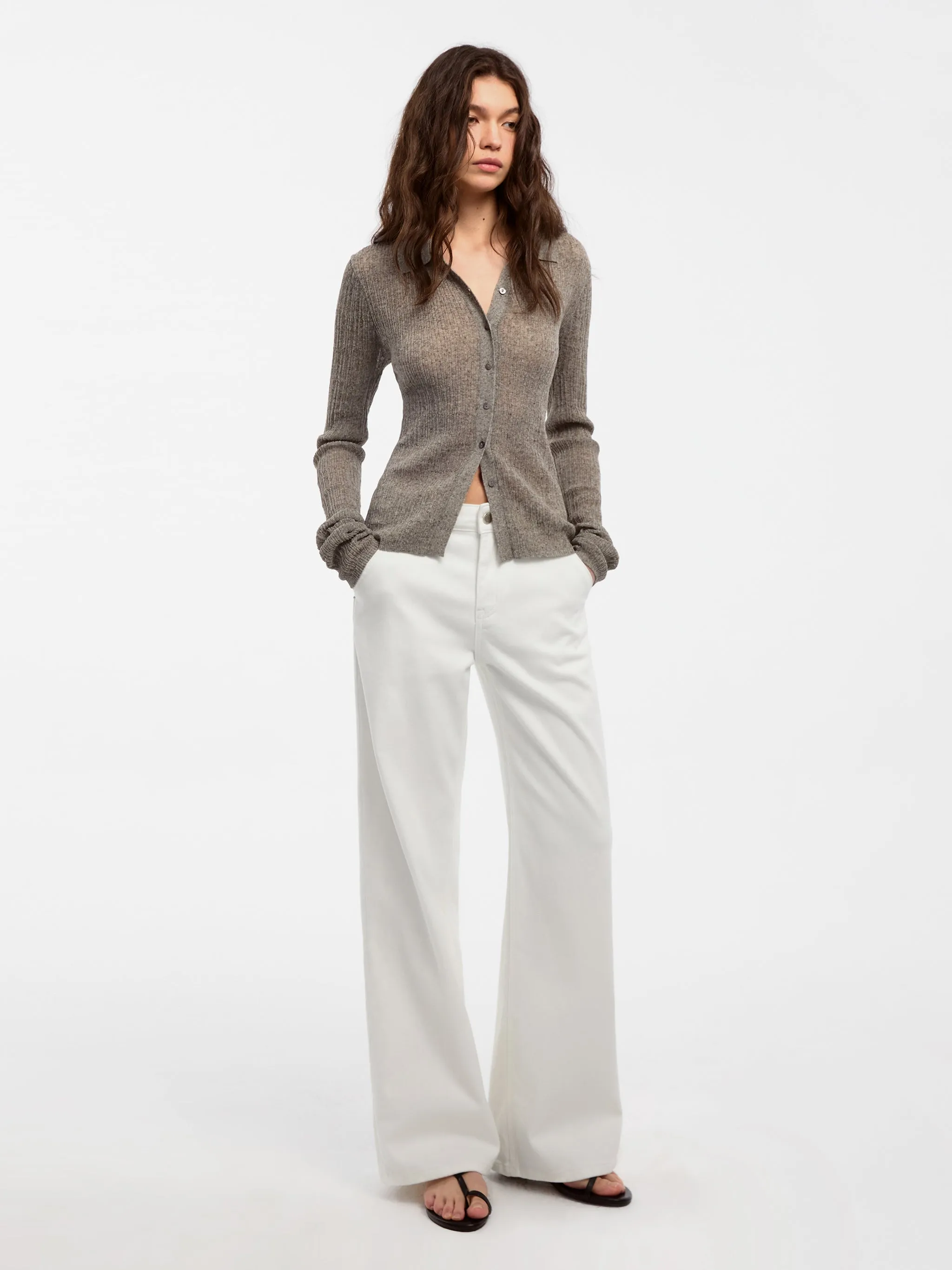 CUBIC Linen Collared Long-Sleeved Knit Sweater sold by Cubic product image thumbnail 2