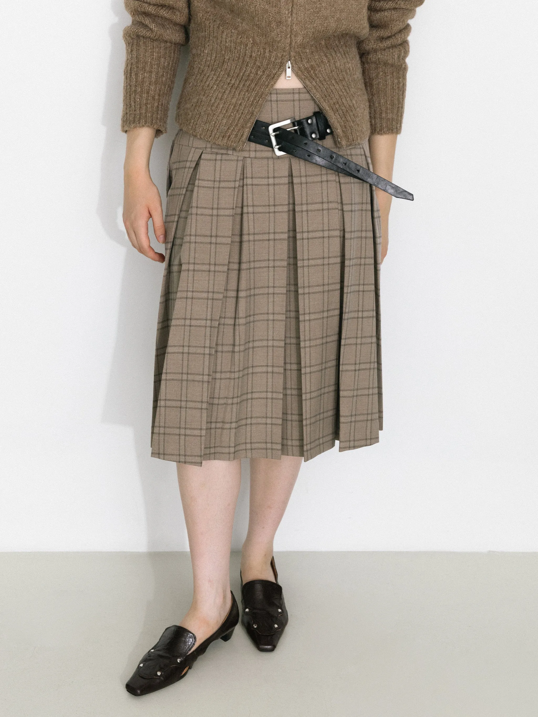 Classic Checked A-Line Pleated Mini Skirt sold by Cubic