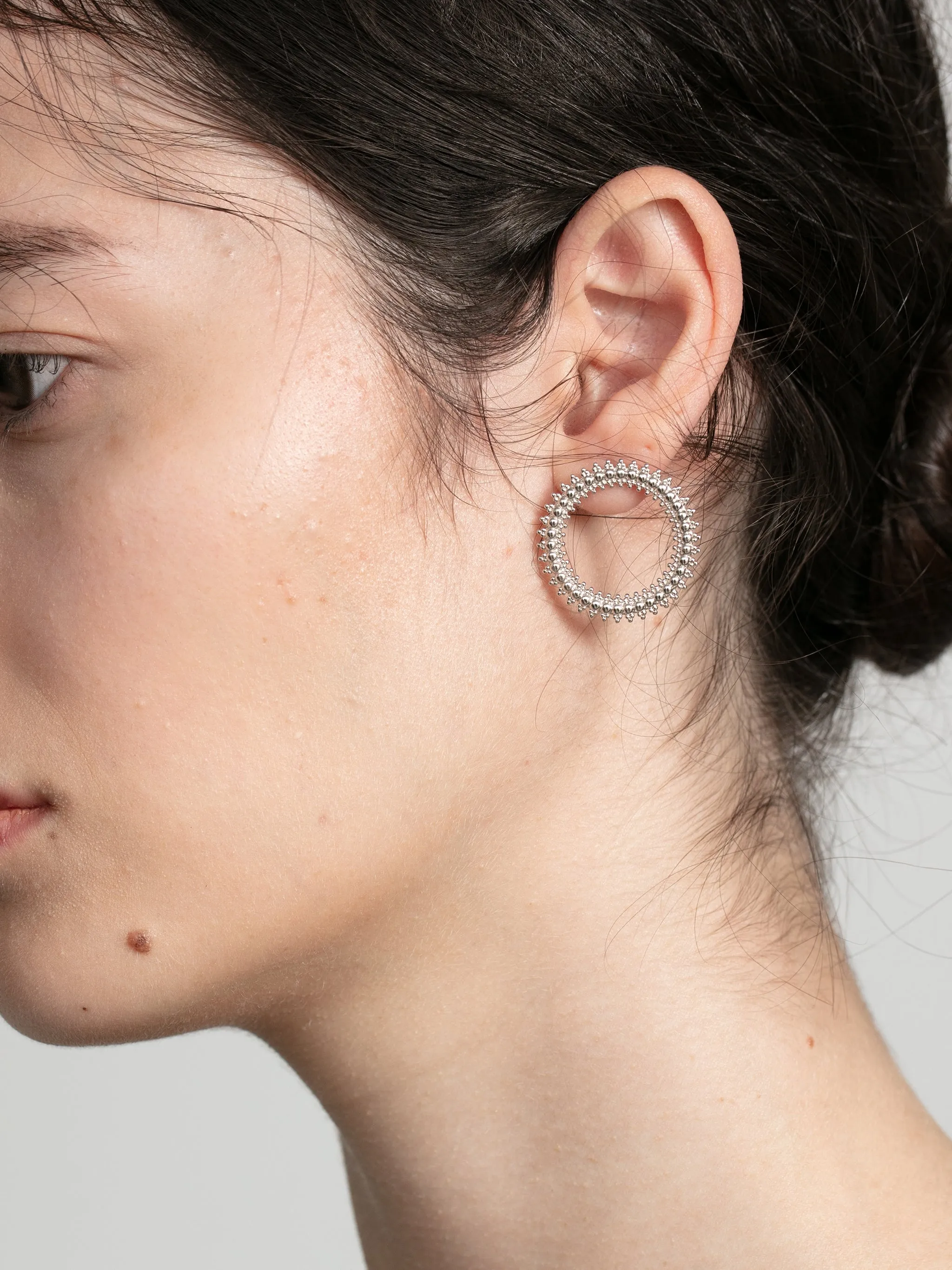 Beaded Circle Stud Earrings sold by Cubic product image thumbnail 4