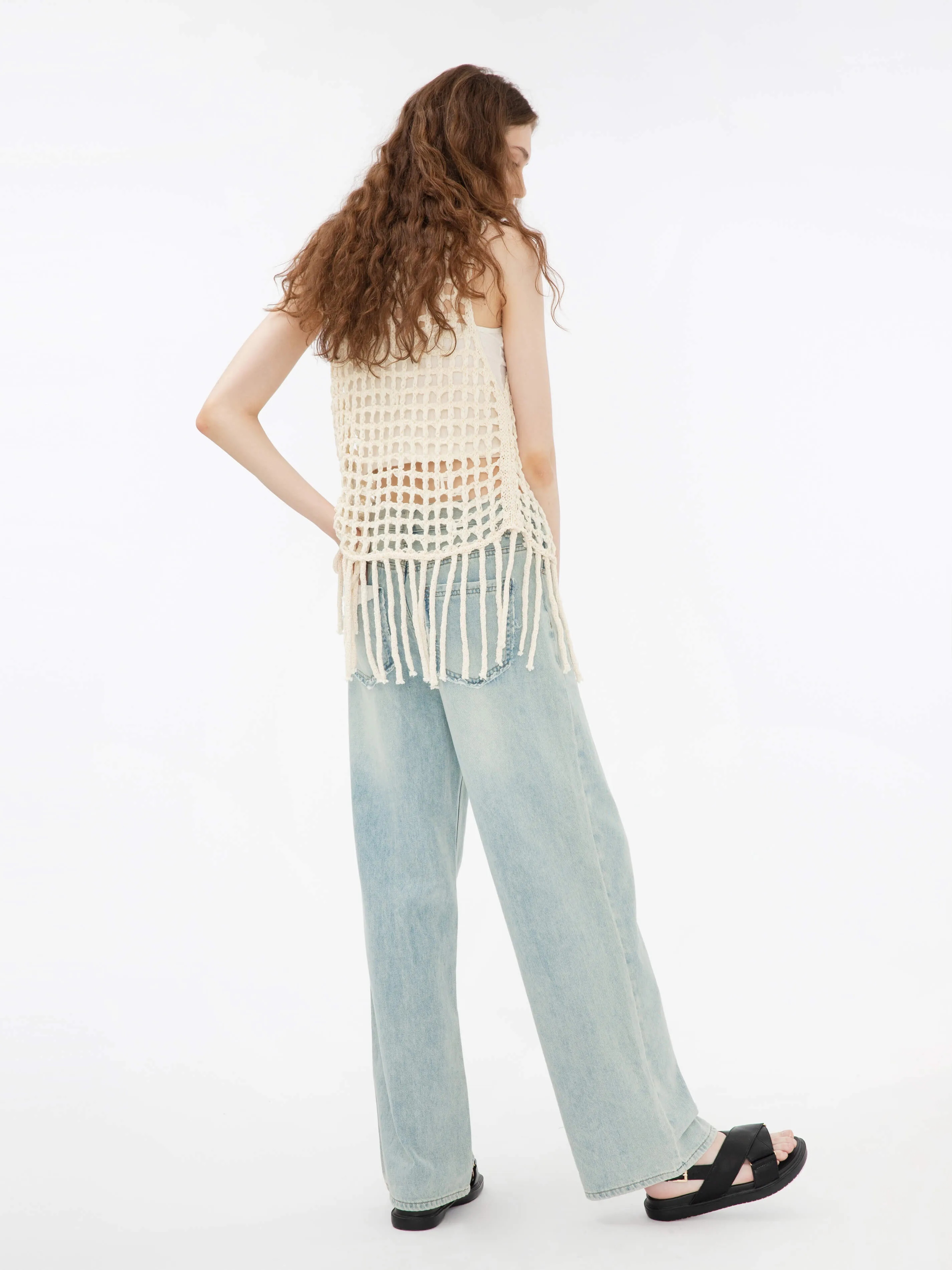 Fringed Open Knit Vest sold by Cubic product image thumbnail 5