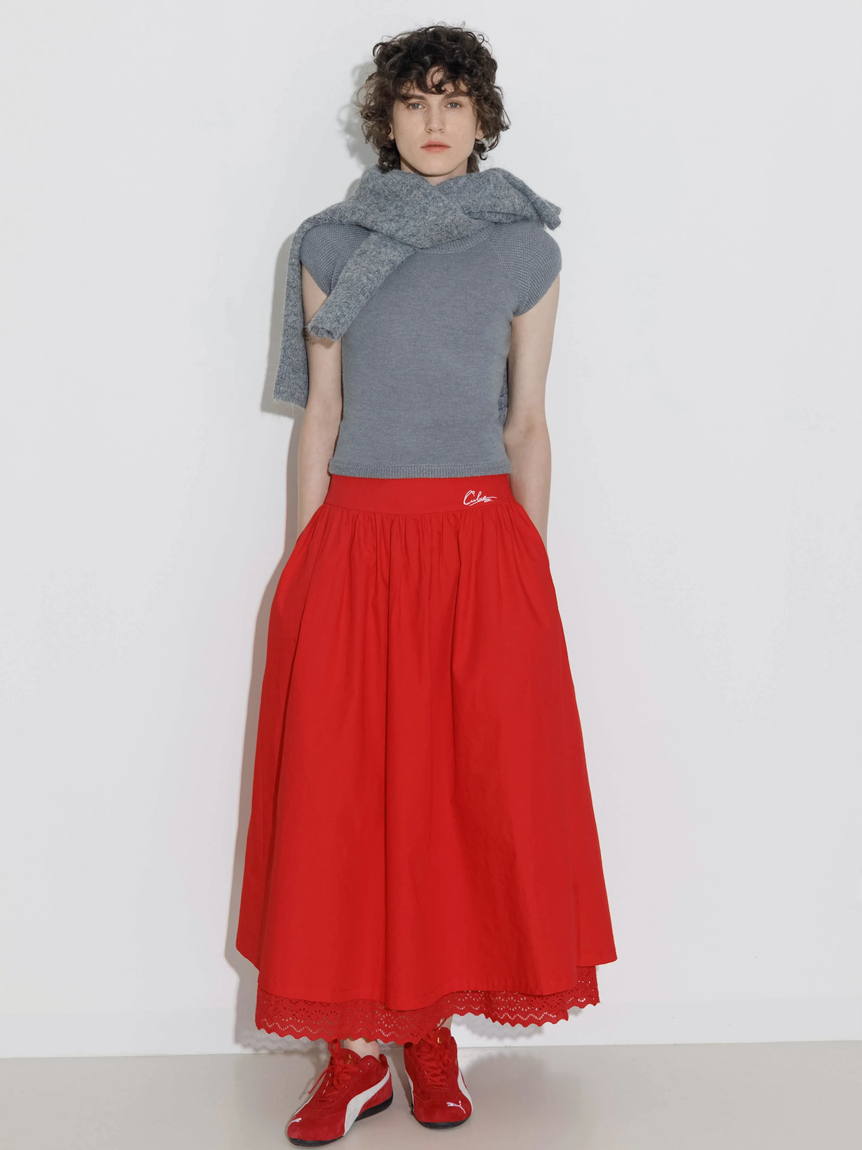 100% Cotton Double Layer Lace A-Line Skirt sold by Cubic product image thumbnail 2