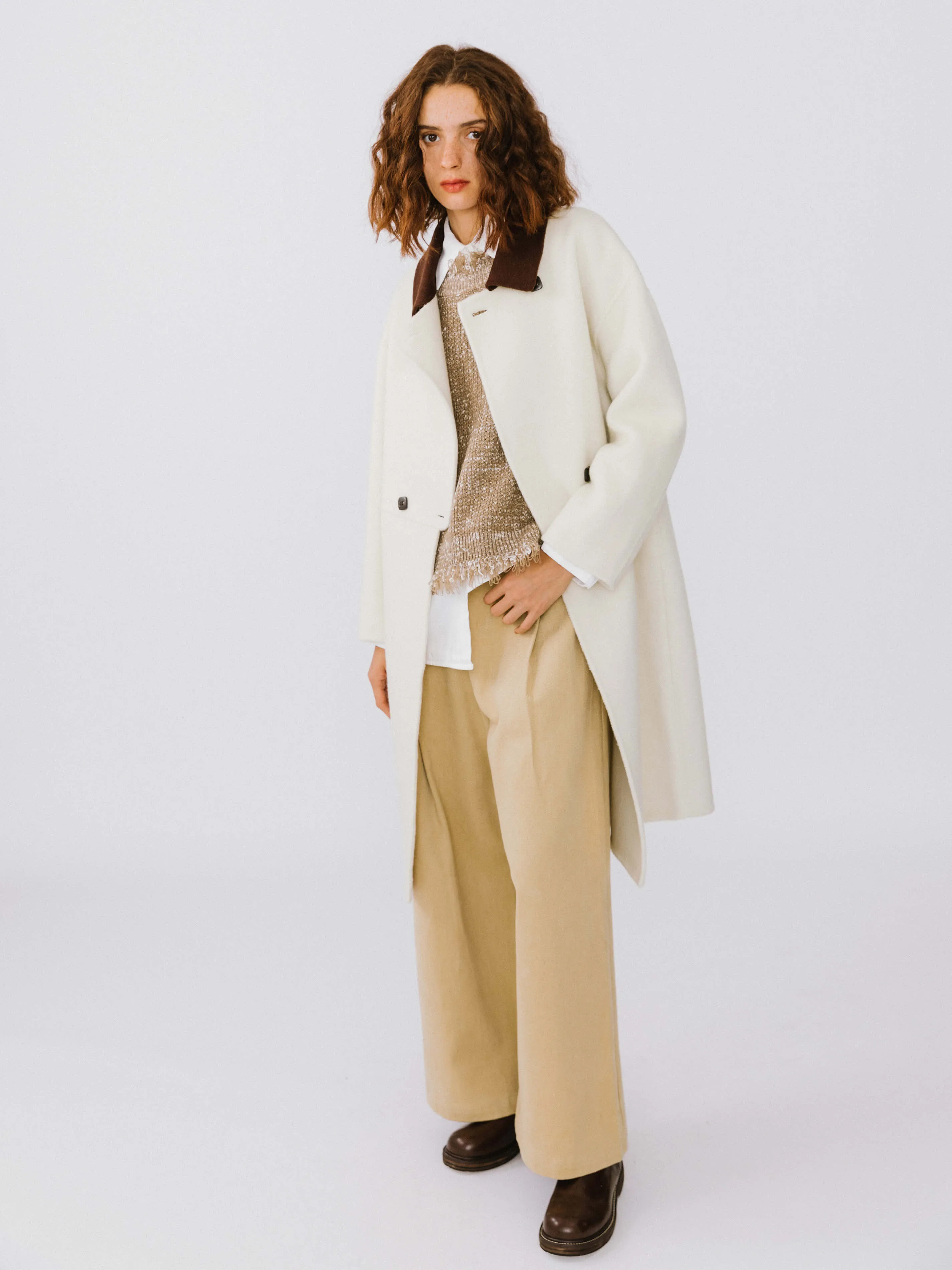 Contrast Coloured Collar Wool Coat sold by Cubic product image thumbnail 5