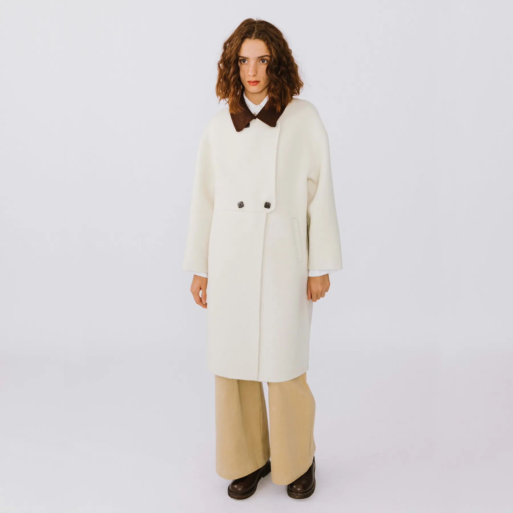 Contrast Coloured Collar Wool Coat sold by Cubic product image thumbnail 3