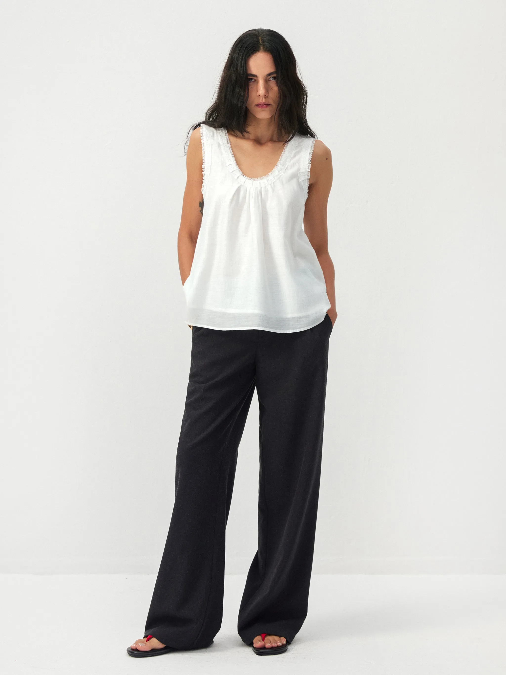 CUBIC Lace Trim Scoop Neck Sleeveless Top sold by Cubic product image thumbnail 5