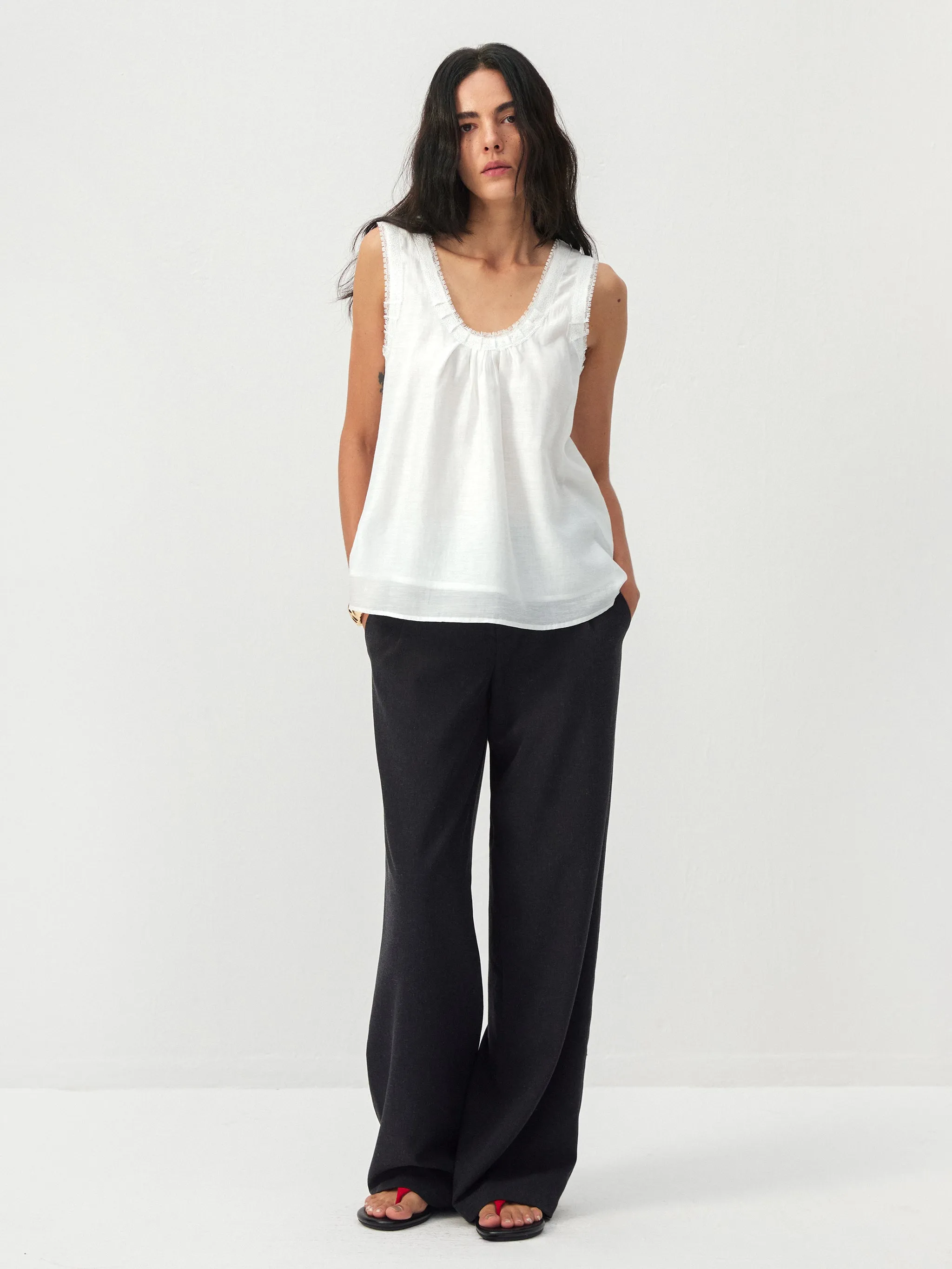 CUBIC Lace Trim Scoop Neck Sleeveless Top sold by Cubic product image thumbnail 2