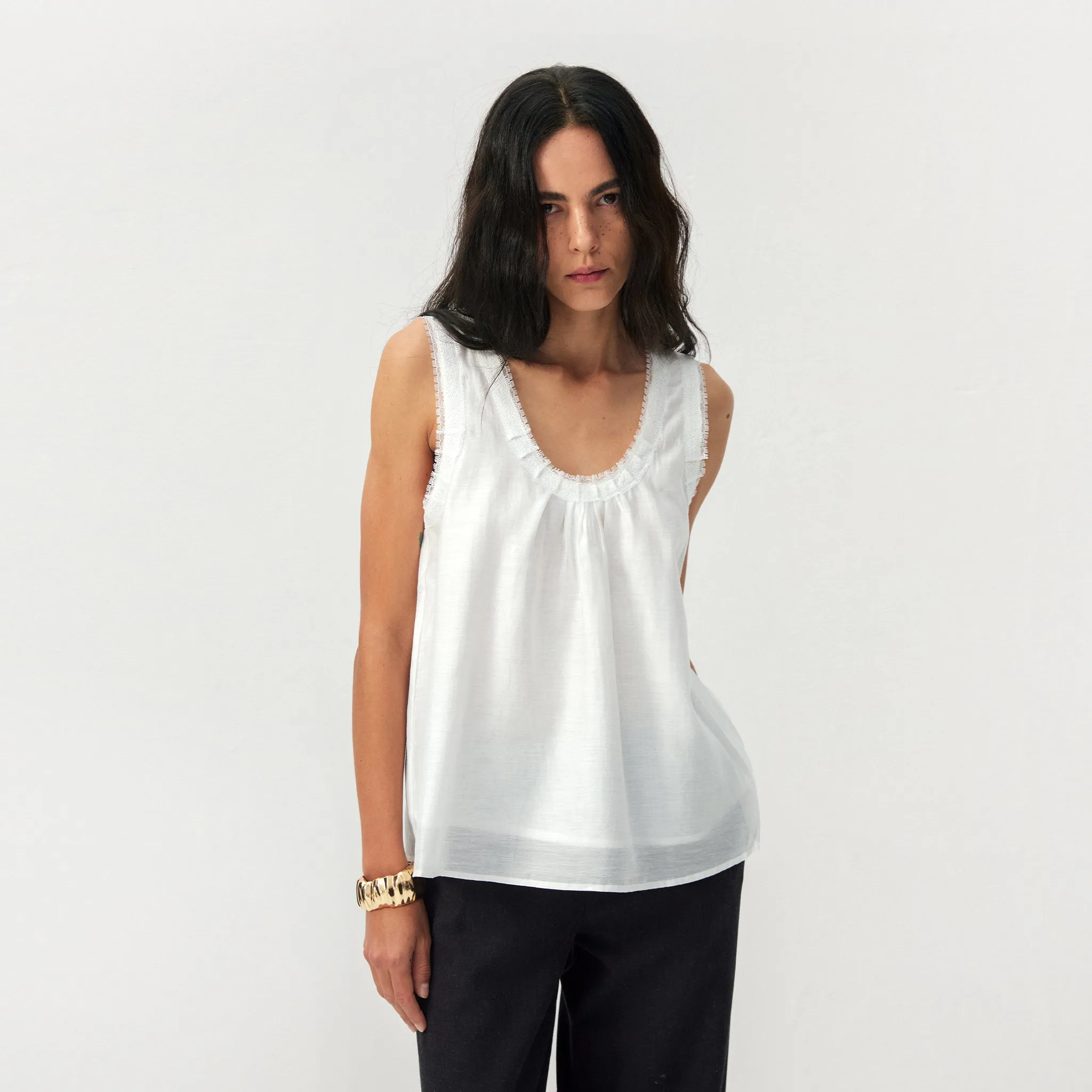 CUBIC Lace Trim Scoop Neck Sleeveless Top sold by Cubic product image thumbnail 3