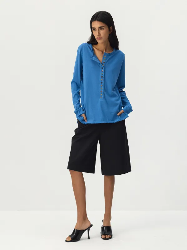 CUBIC Button Front Henley Long Sleeve Top made by Cubic