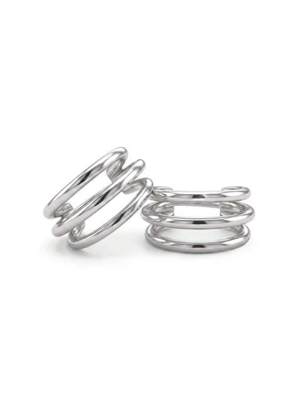 Multi-Layer Open C Hoop Earrings made by Cubic