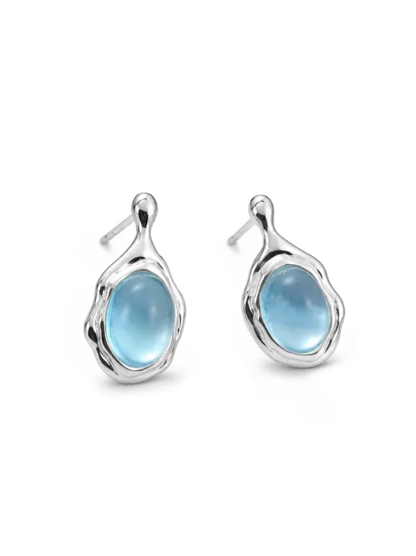 Aquamarine Drop Silver Earrings made by Cubic