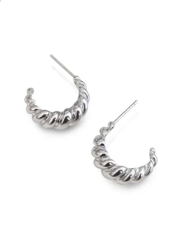 Twisted Textured Silver Stud Earrings made by Cubic