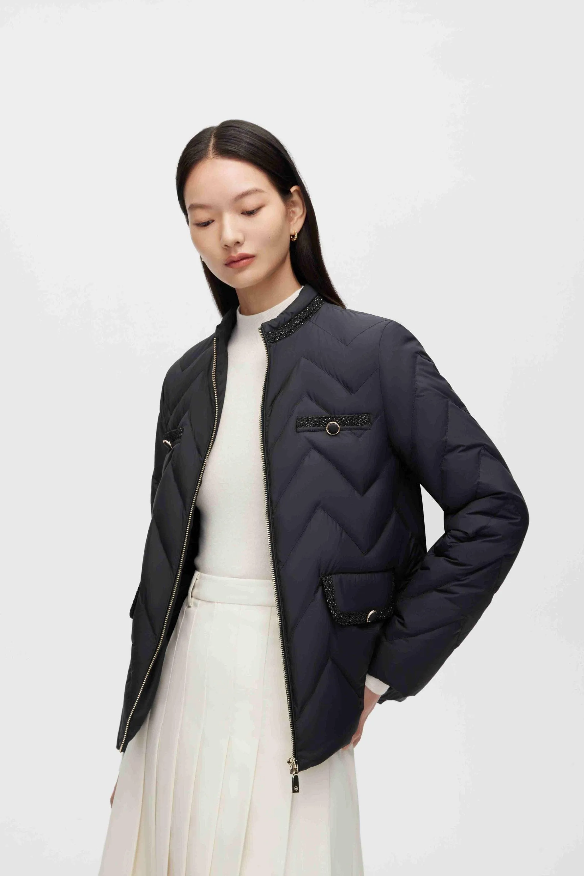 Tweed Detail Goose Down Jacket sold by Bosideng product image thumbnail 2