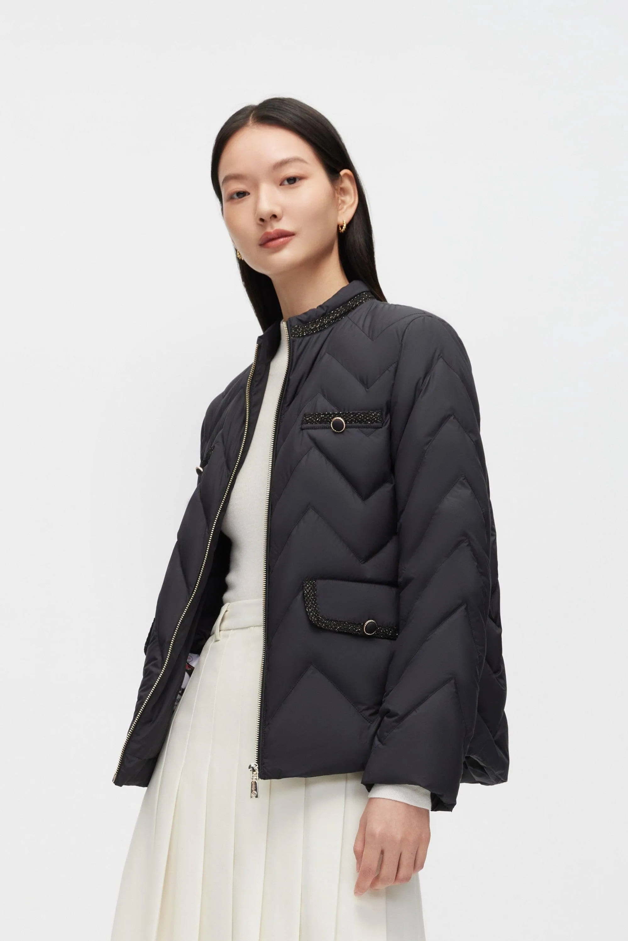 Tweed Detail Goose Down Jacket sold by Bosideng