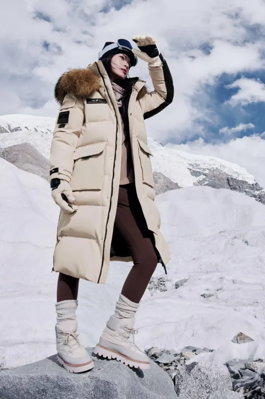 Classic Extreme Full Length Goose Down Parka Fur Hood sold by Bosideng