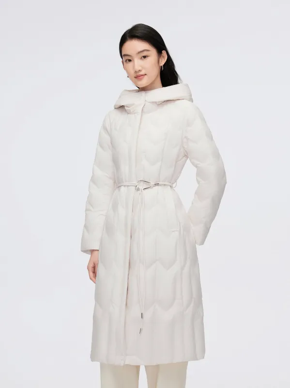 Women's Long Hooded Goose Down Jacket With Belt 4172 sold by Bosideng