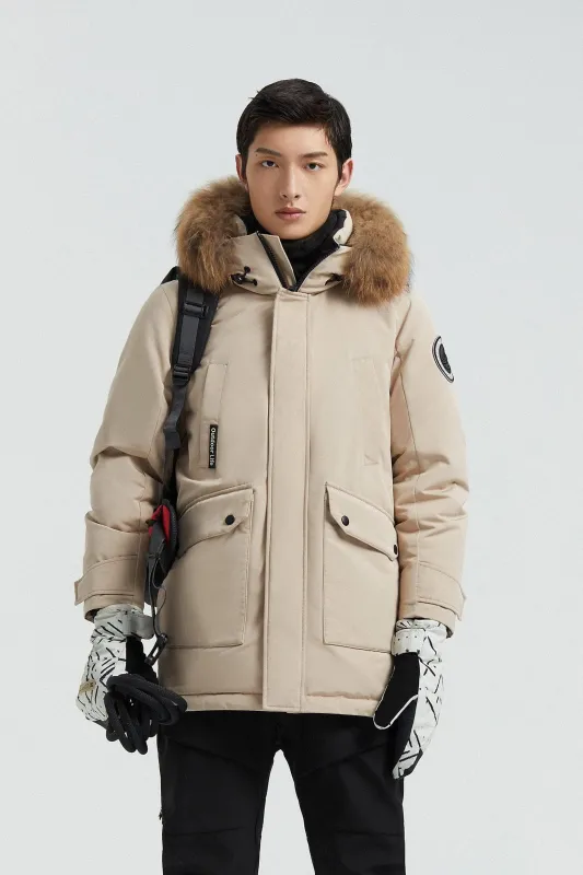 Goose Down Hooded Parka with Fur Trim sold by Bosideng