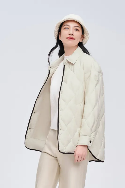 Diamond Quilted Down Shacket sold by Bosideng