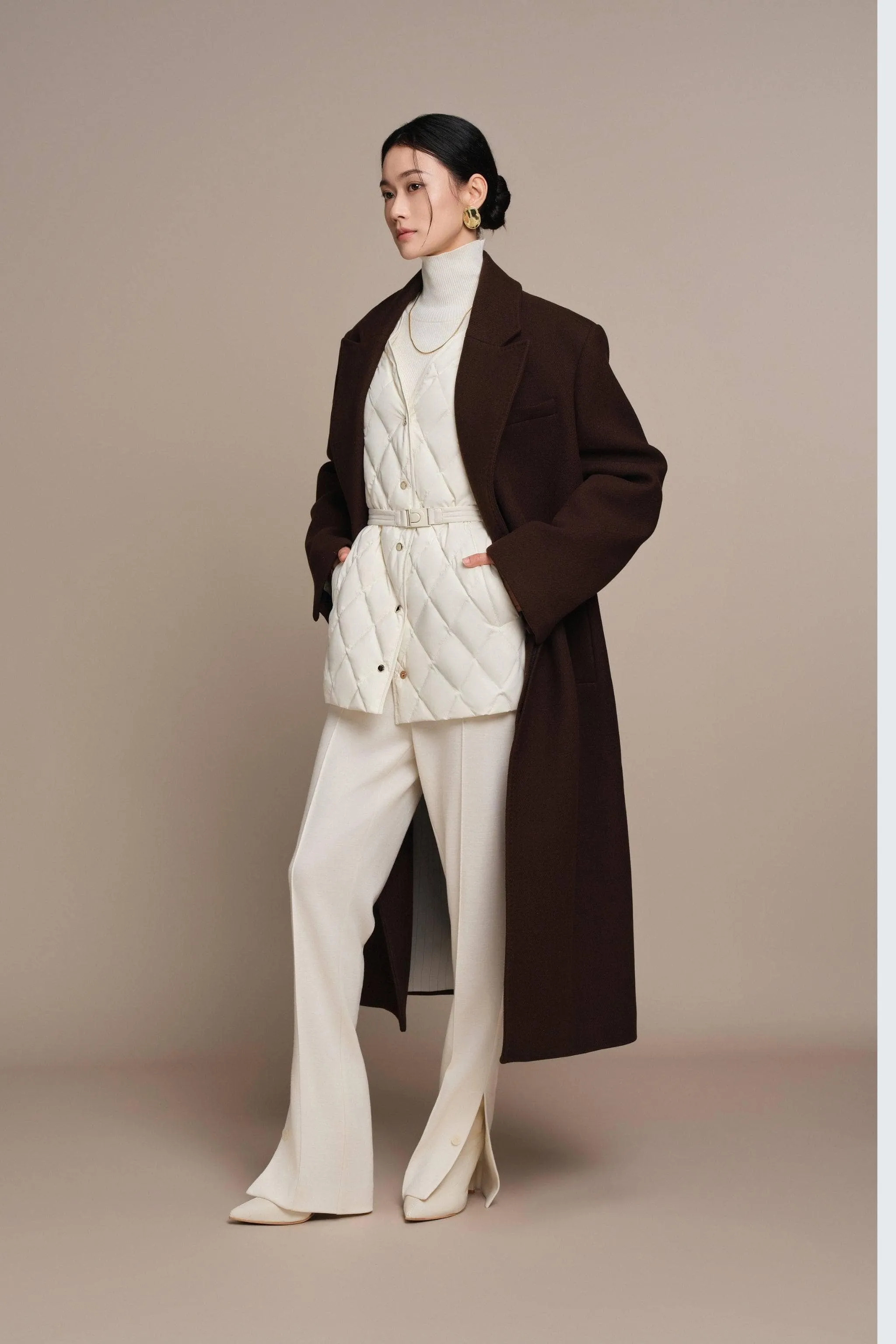 Women's Mixed Media Goose Down Jacket With Belt sold by Bosideng product image thumbnail 4