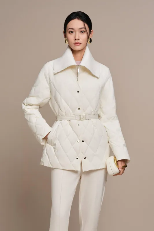 Women's Mixed Media Goose Down Jacket With Belt sold by Bosideng