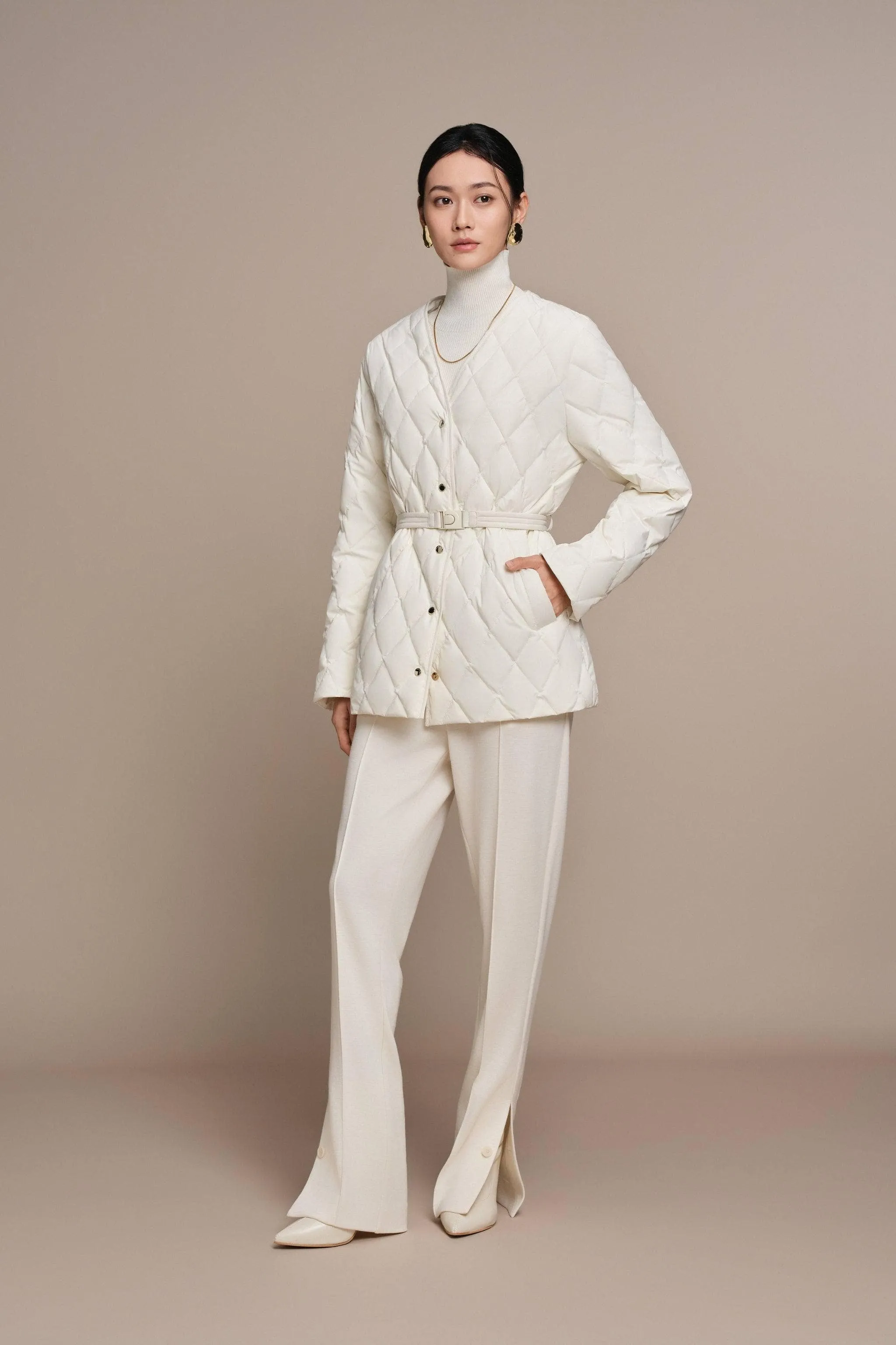 Women's Mixed Media Goose Down Jacket With Belt sold by Bosideng product image thumbnail 3