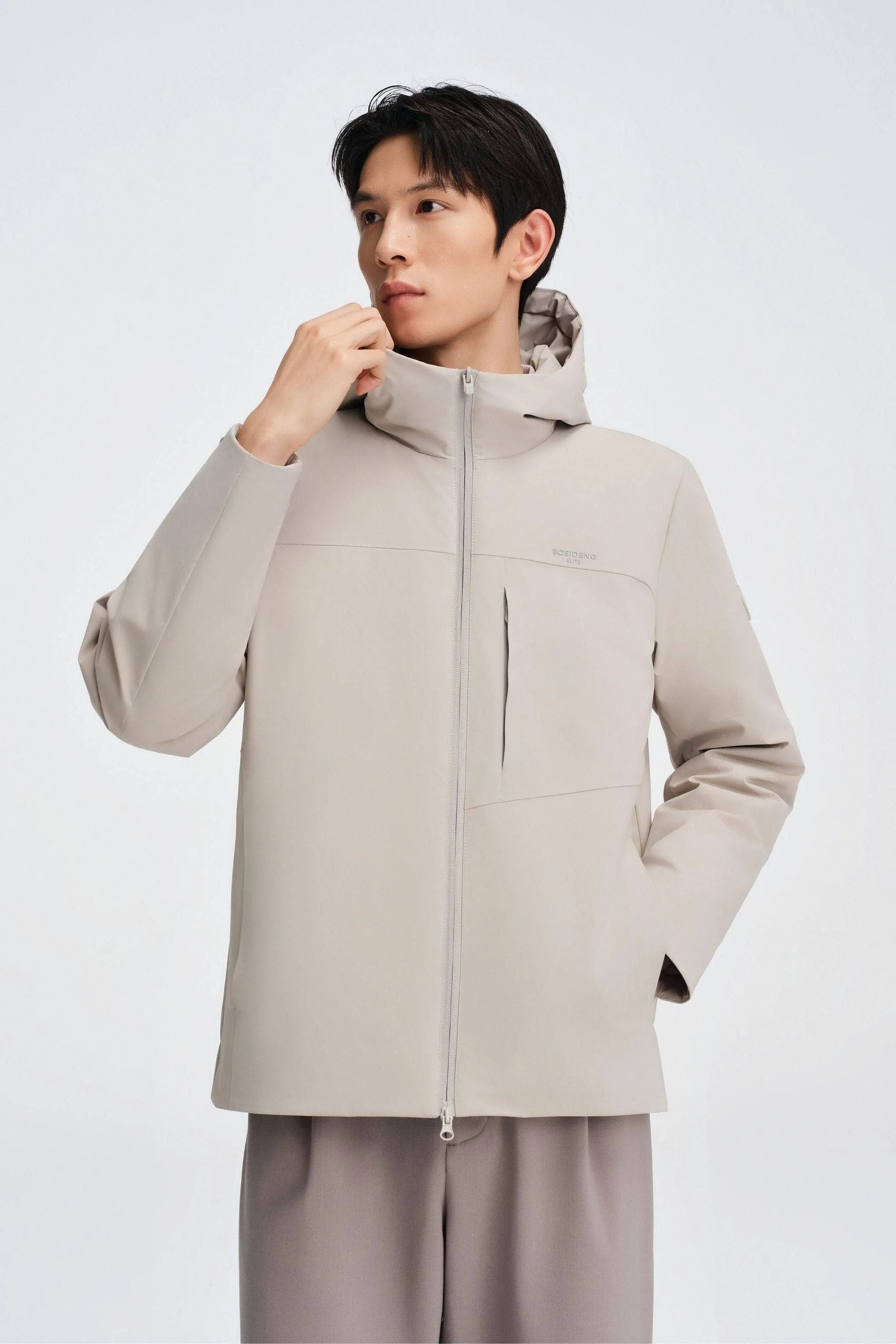 Men's Short Length Goose Down Business Jacket With Hood sold by Bosideng
