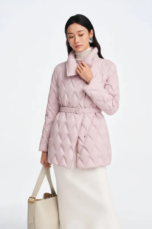 Women's Waist Length Goose Down Business Jacket With Belt sold by Bosideng