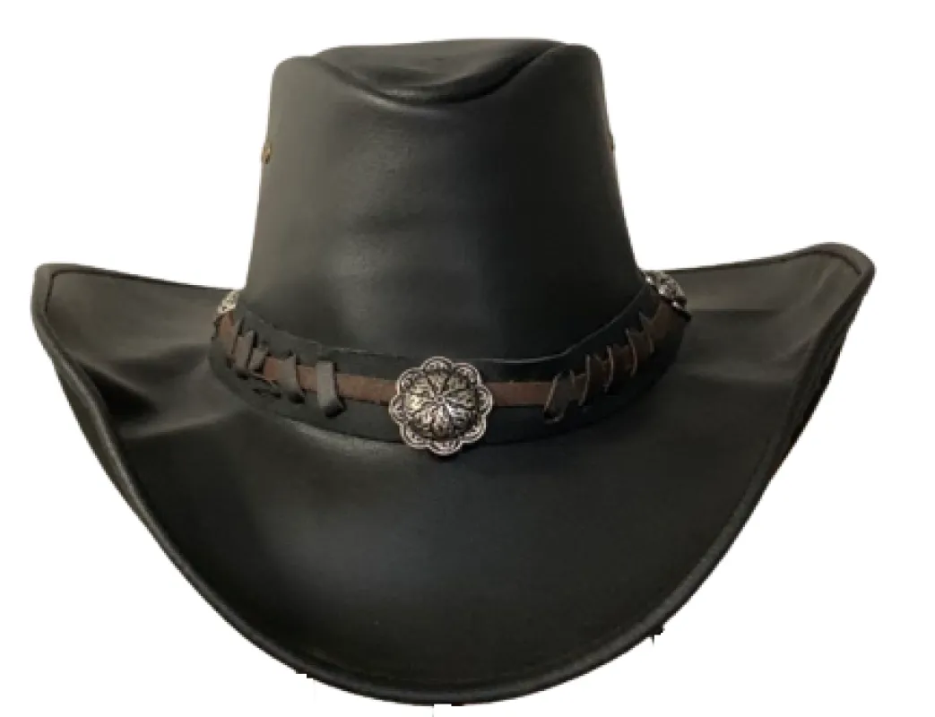 Woodville Leather Hat in Black sold by Kakadu