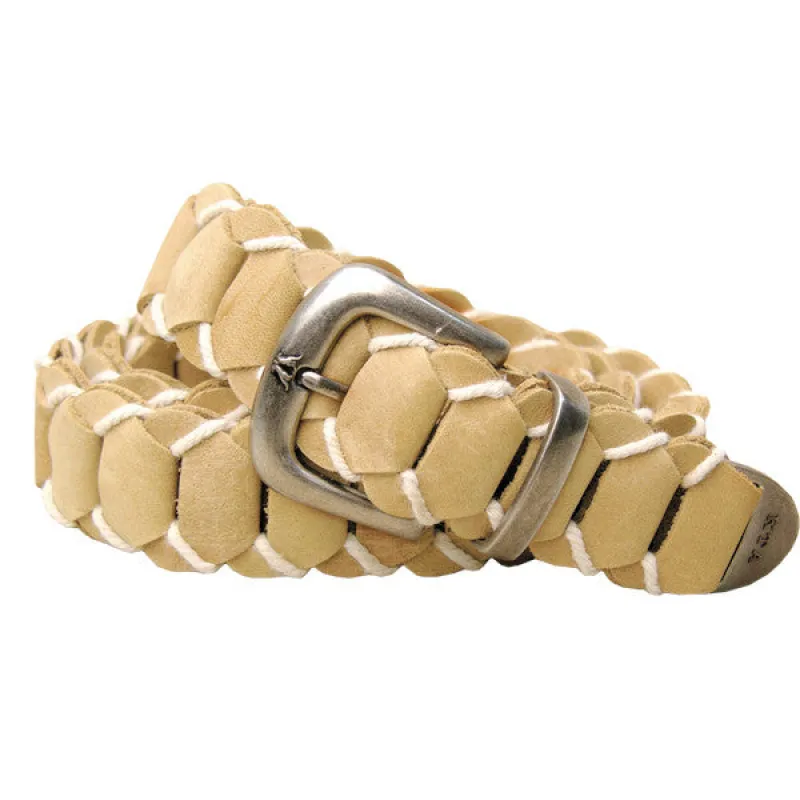 Hand Braided Dorrigo Leather Belt in Bone made by Kakadu
