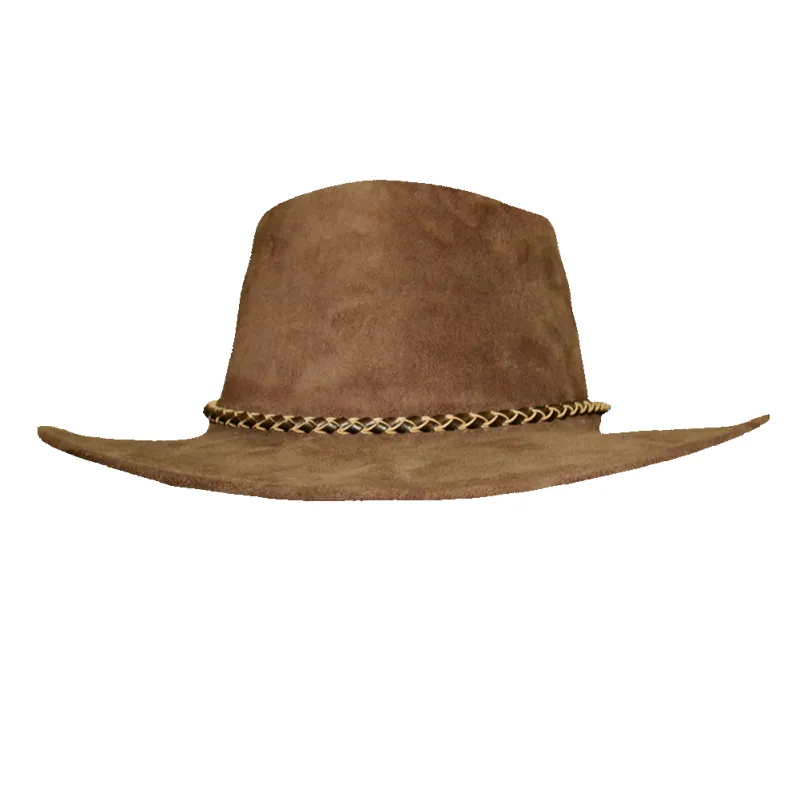 Southern Cross Kangaroo Suede Leather Hat In Brown made by Kakadu