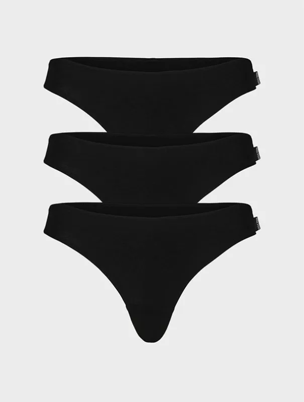 Tangas Coton Bio x3 - Noir-Ebène sold by Mina Storm